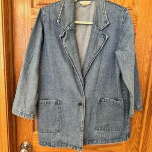 Hunters Run Vintage Denim Blazer Jacket Womens Size 12 Light Wash Blue